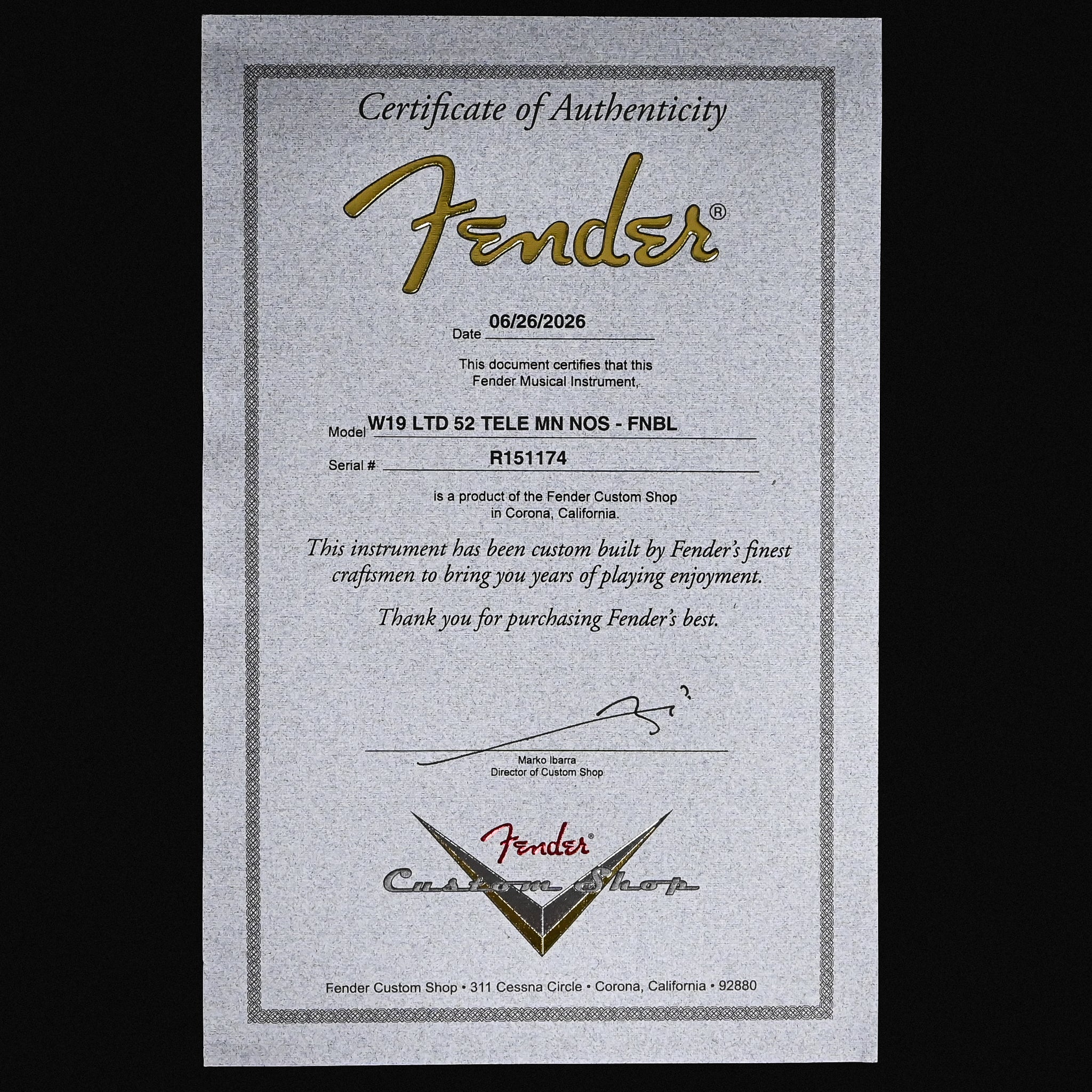 Fender Custom Shop Limited Edition '52 Telecaster NOS- Faded Nocaster Blonde 2026 (R151174)