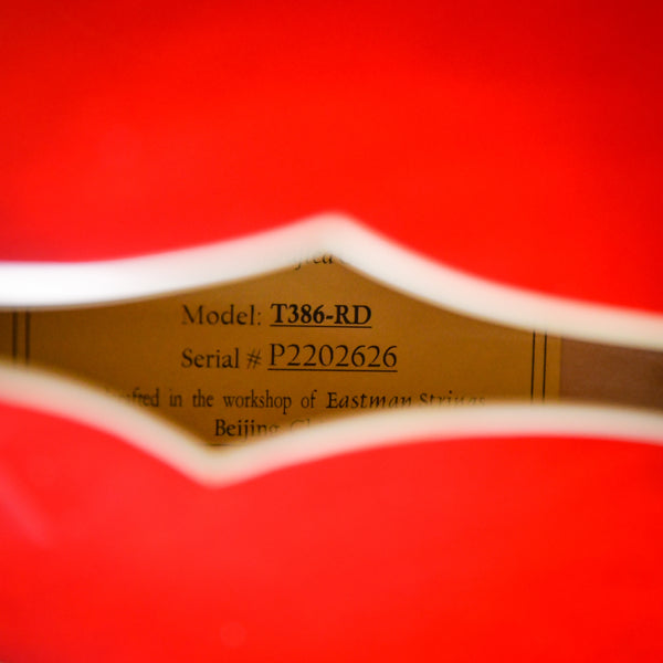 Eastman T386 Semi-Hollow Thinline Ebony Fingerboard Kent Armstrong Humbuckers Red 2023 (P2202626)