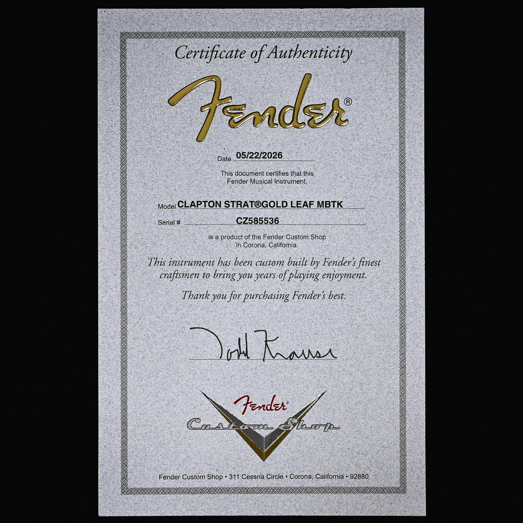 Fender Custom Shop Masterbuilt Todd Krause Eric Clapton Stratocaster 5A Flame Maple Neck, NOS- Gold Leaf 2026 (CZ585536)