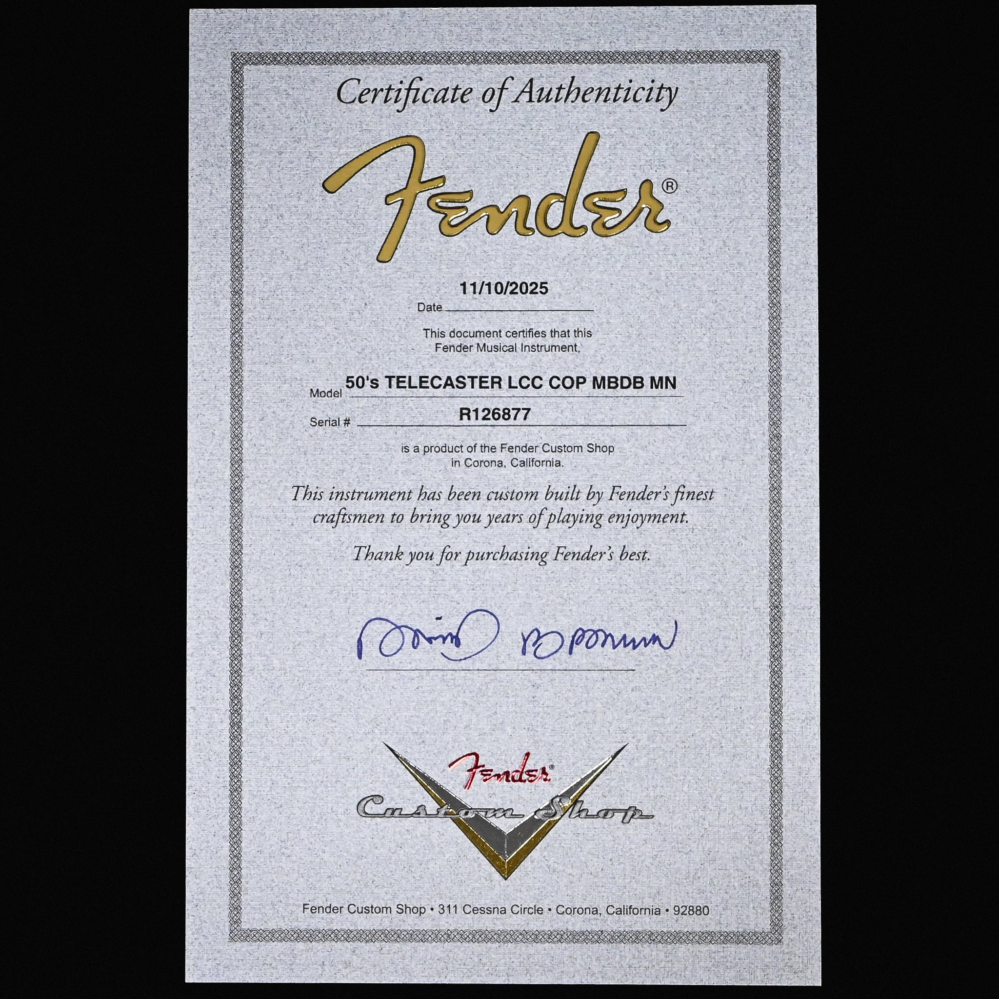 Fender Custom Shop Masterbuilt David Brown 50's Telecaster Deluxe Closet Classic- Copper 2025 (R126877)