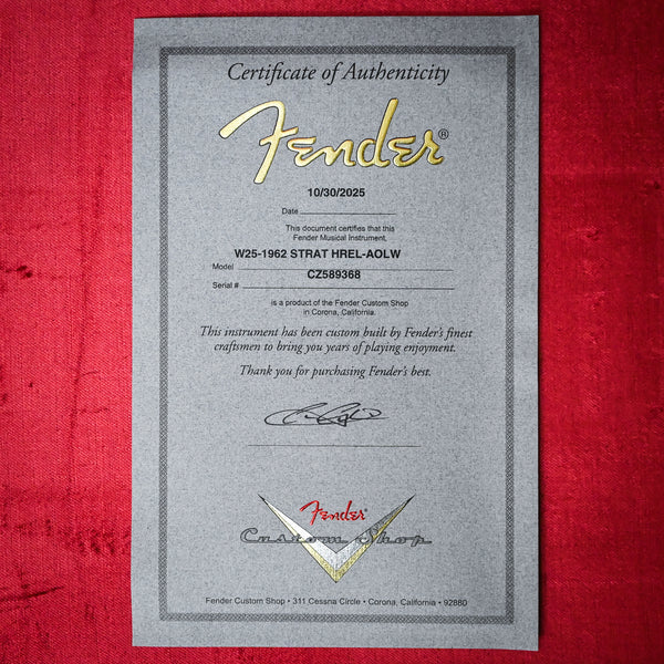 Fender Custom Shop Limited Edition 1962 Stratocaster w/ Handwound 60/63 Pickups, Heavy Relic- Aged Olympic White 2025 (CZ589368)