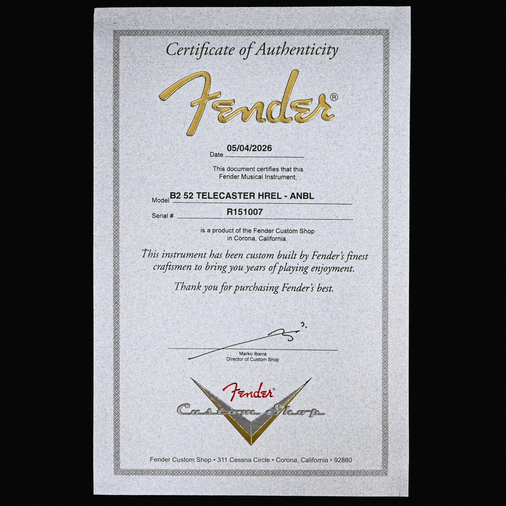 Fender Custom Shop '52 Telecaster Heavy Relic- Aged Nocaster Blonde 2026 (R151007)
