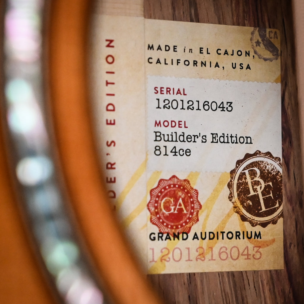 Taylor Next Generation Builder's Edition 814ce w/ Sinker Redwood Top & Honduran Rosewood Back and Sides- Kona Edgeburst Back/Sides, Shaded Edge Burst Top 2026 (1201216043)