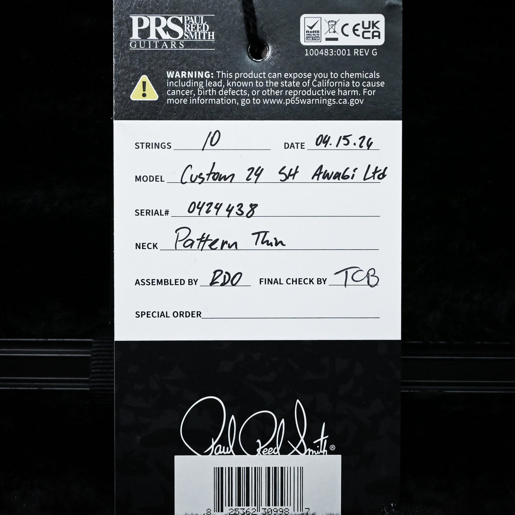 PRS Custom 24 Semi-Hollow w/ Artist Grade Flame Maple Top & Awabi Birds- Faded Indigo 2026 (0424438)