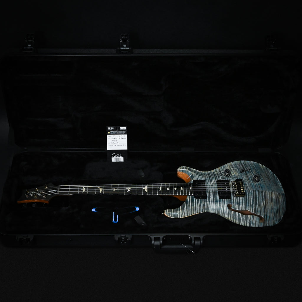 PRS Custom 24 Semi-Hollow w/ Artist Grade Flame Maple Top & Awabi Birds- Faded Indigo 2026 (0424438)