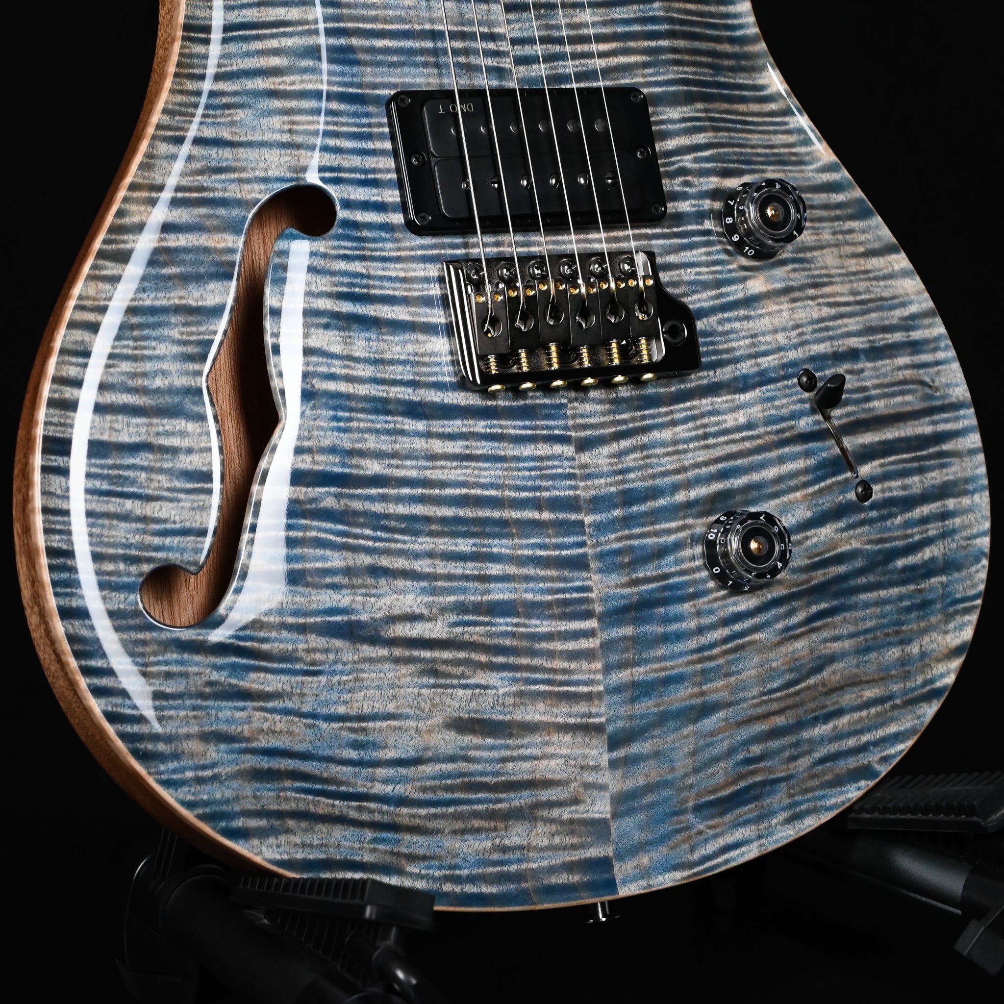 PRS Custom 24 Semi-Hollow w/ Artist Grade Flame Maple Top & Awabi Birds- Faded Indigo 2026 (0424438)
