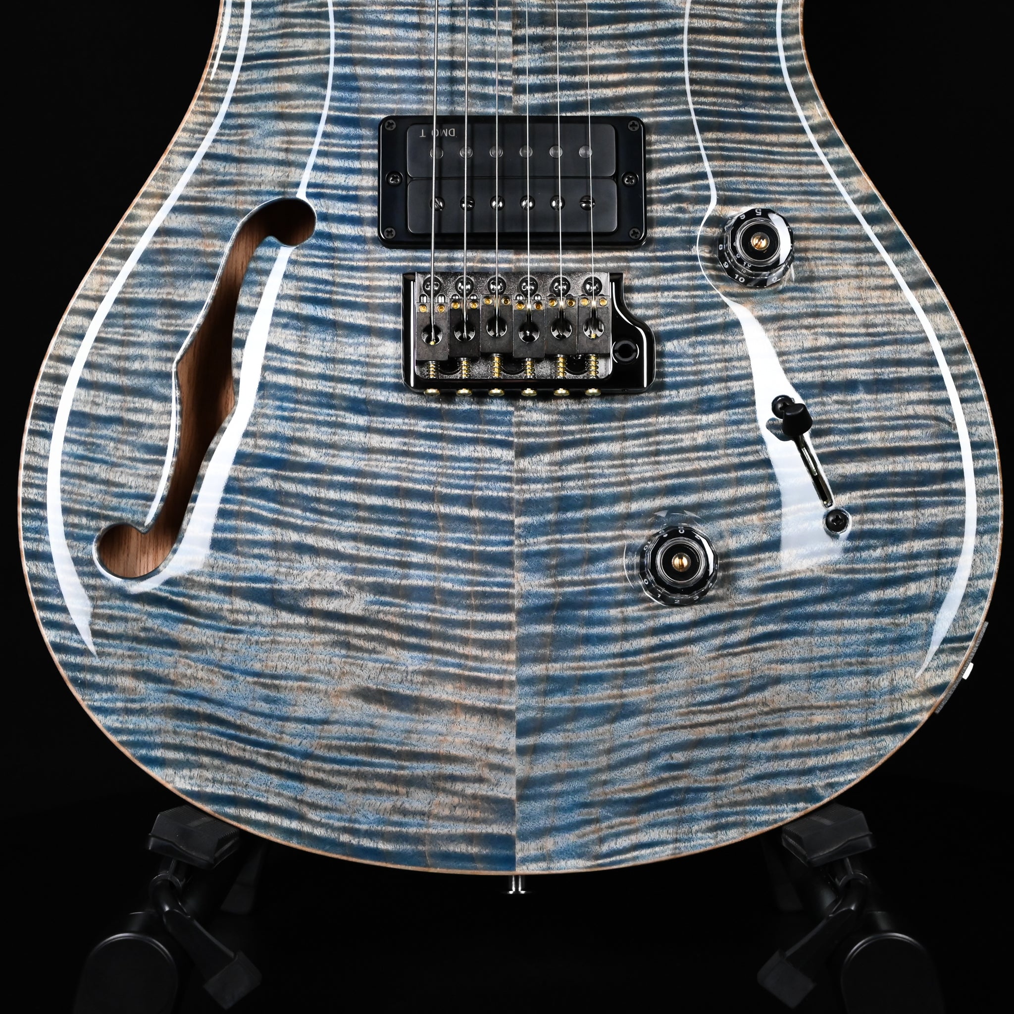 PRS Custom 24 Semi-Hollow w/ Artist Grade Flame Maple Top & Awabi Birds- Faded Indigo 2026 (0424438)