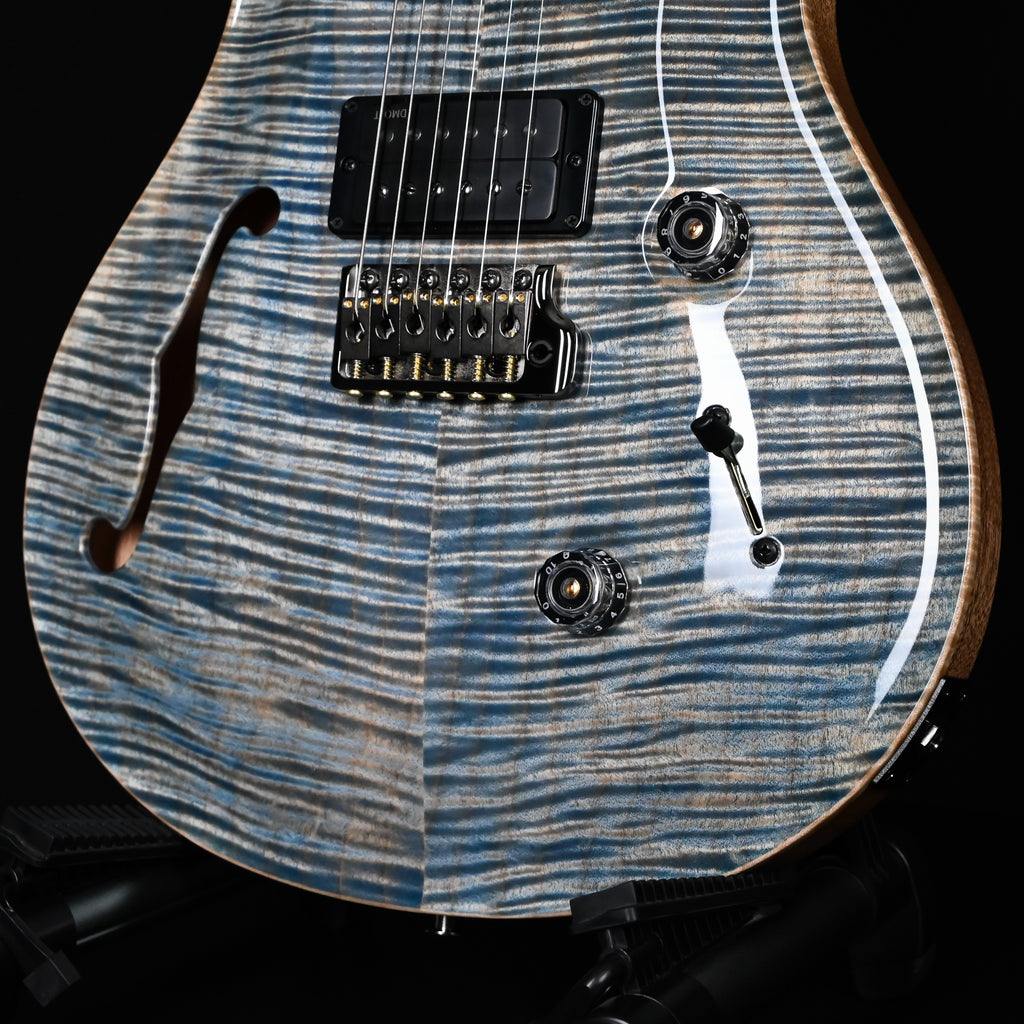 PRS Custom 24 Semi-Hollow w/ Artist Grade Flame Maple Top & Awabi Birds- Faded Indigo 2026 (0424438)