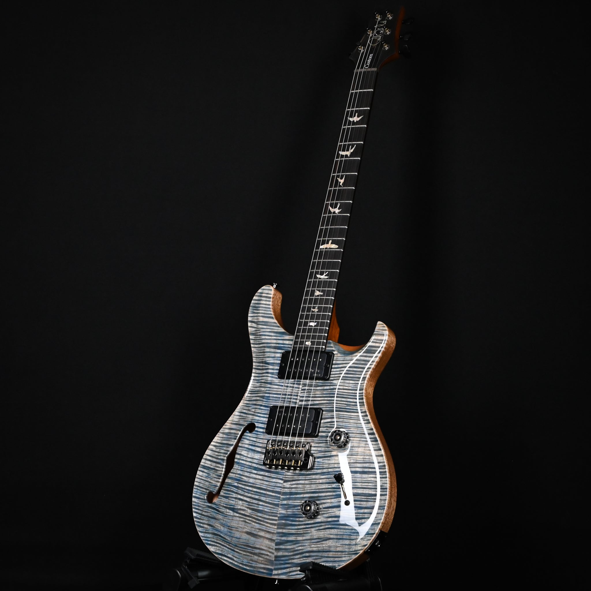 PRS Custom 24 Semi-Hollow w/ Artist Grade Flame Maple Top & Awabi Birds- Faded Indigo 2026 (0424438)