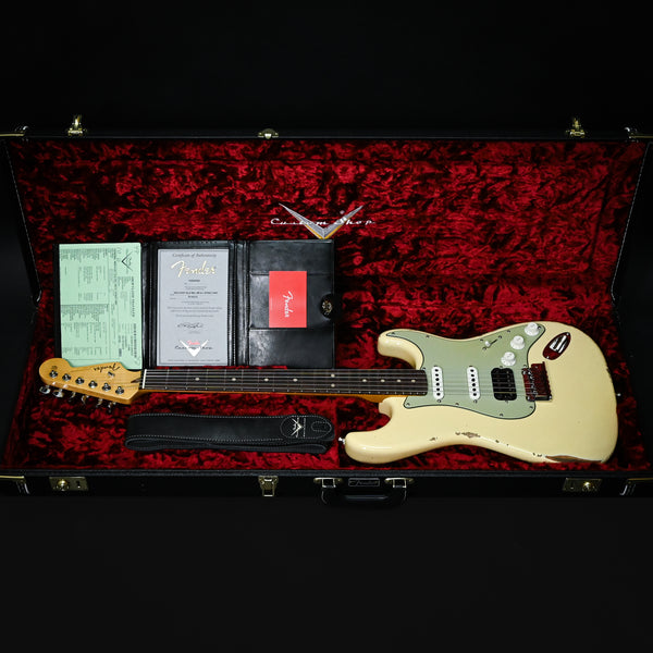 Fender Custom Shop Deluxe Stratocaster w/ Seymour Duncan SH4B Humbucker, Relic/ Closet Classic Hardware- Aged Vintage White 2025 (R146312)