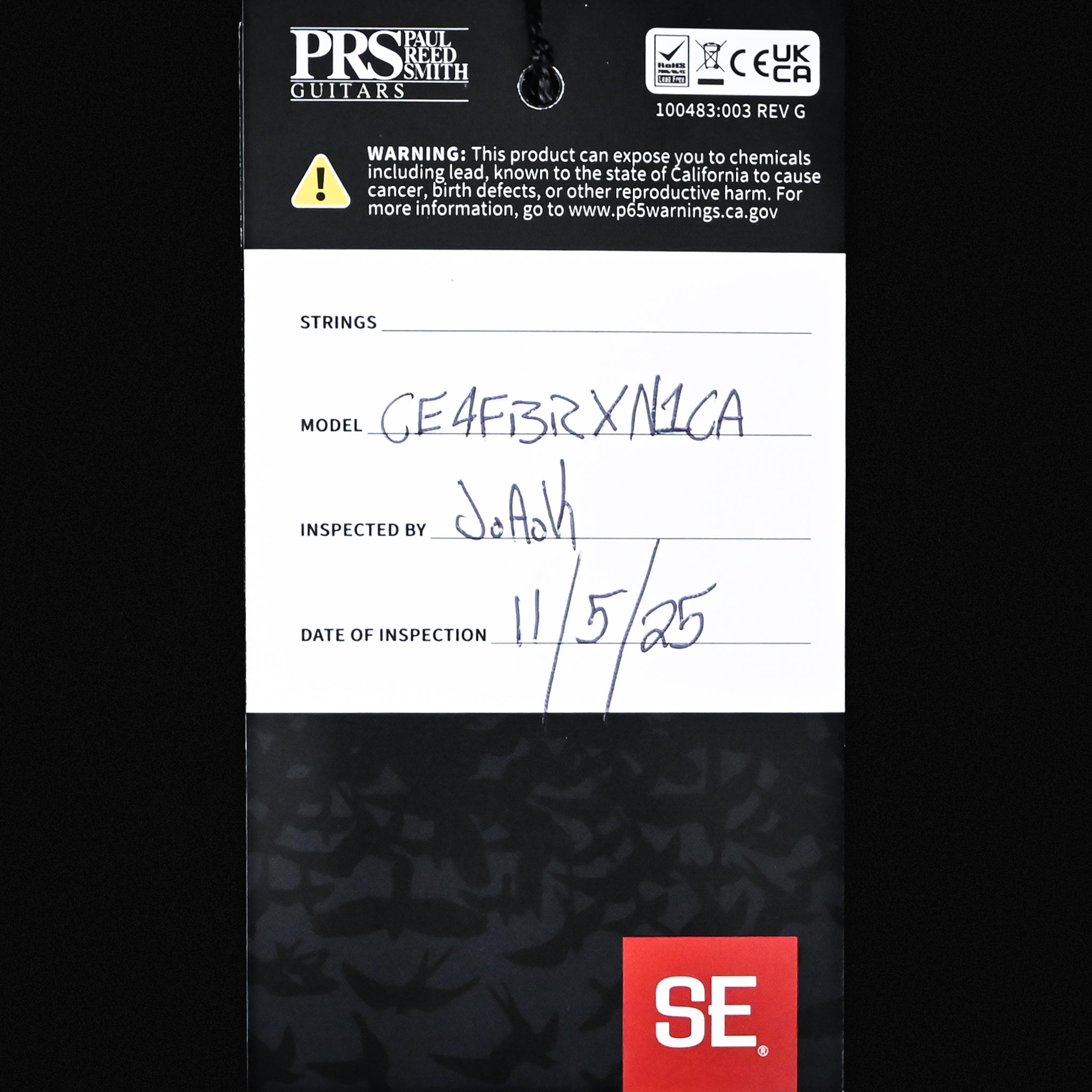 PRS SE CE 24 Electric Guitar- Charcoal Burst 2025 (CTIH052499)
