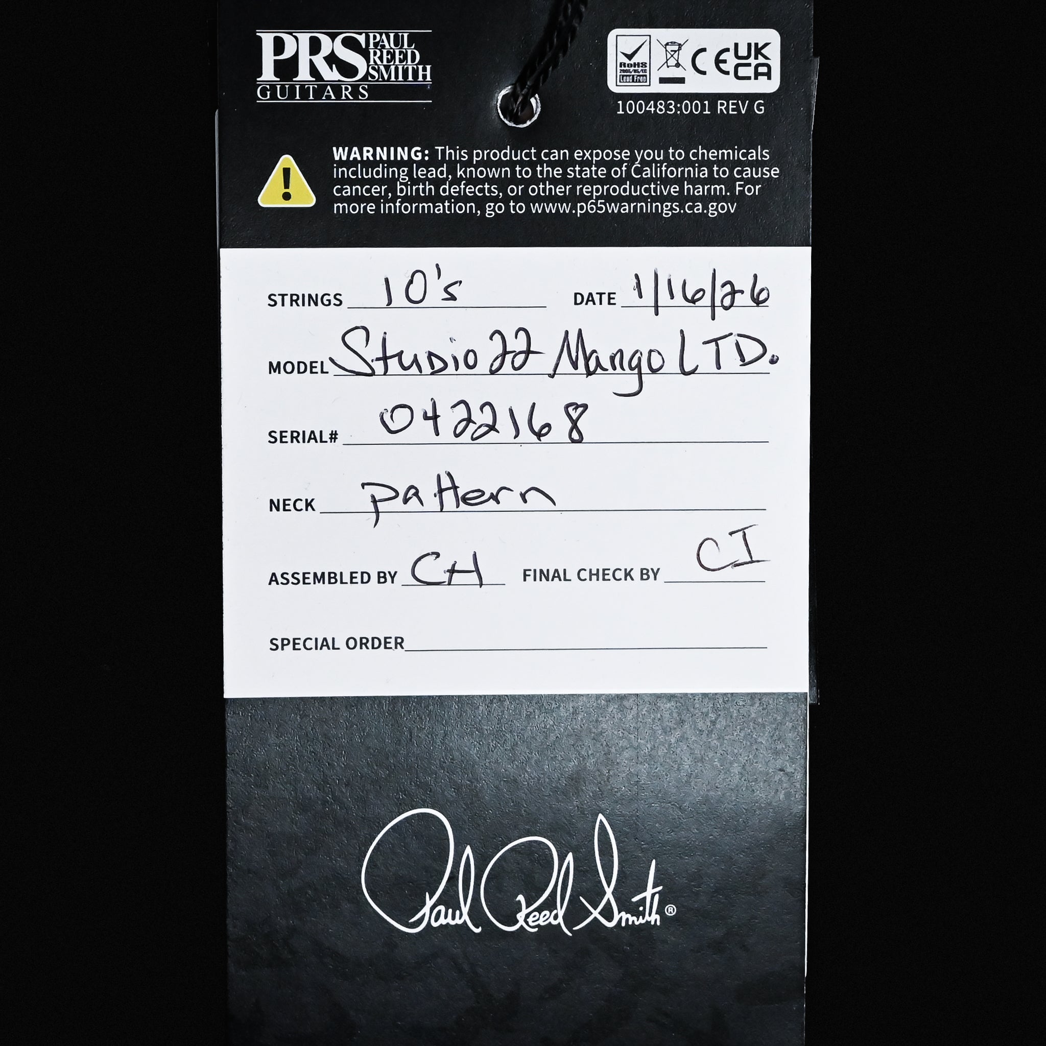 PRS Studio Mango Top Limited Edition- Cobalt Smokeburst 2026 (0422168)