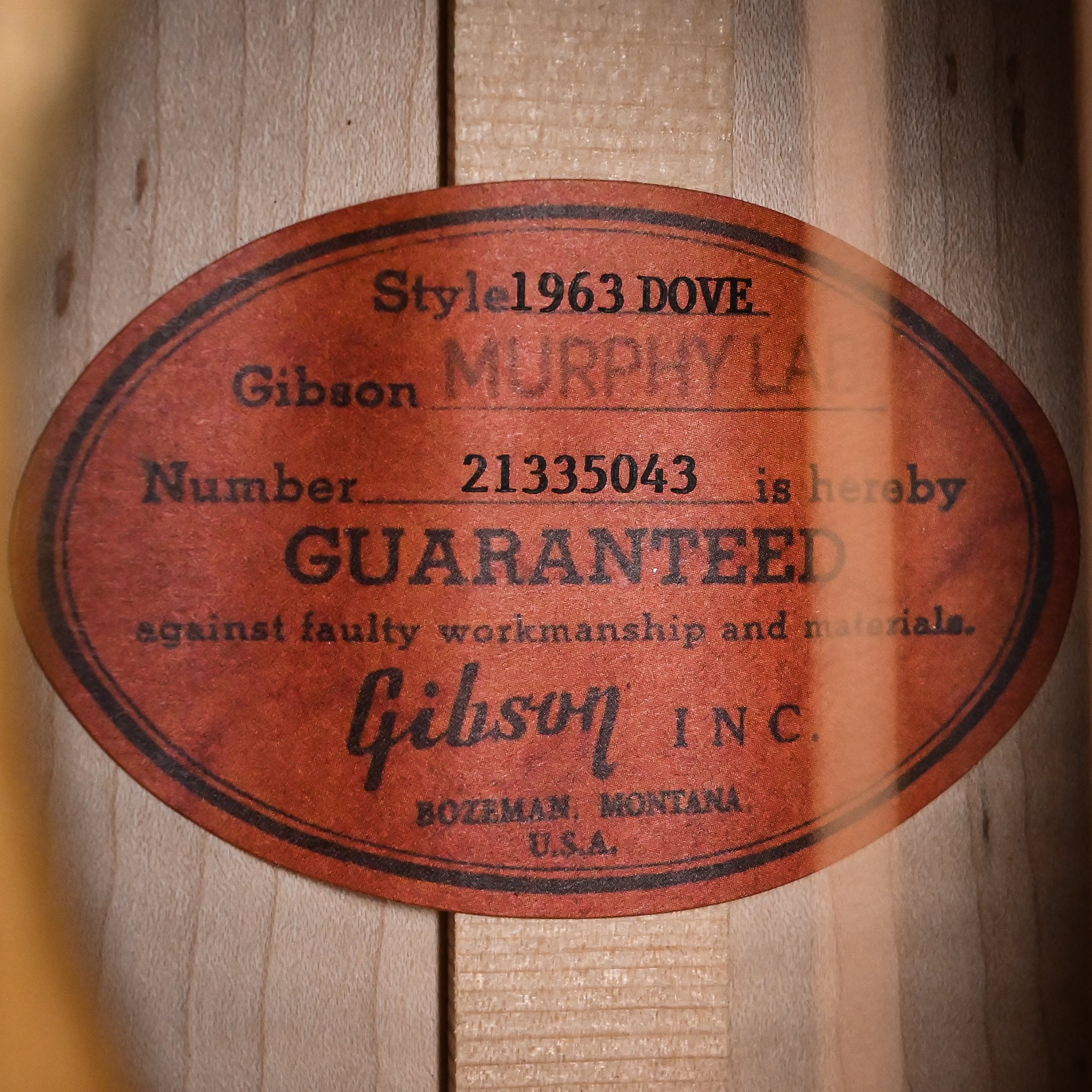 Gibson Custom 1963 Dove Murphy Lab Light Aged- Dark Natural 2025 (21335043)