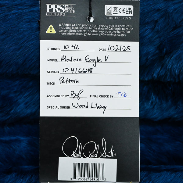PRS Modern Eagle V Wood Library w/ 10-Top & Brazilian Rosewood Fingerboard Electric Guitar- Blue Fade 2025 (0416648)