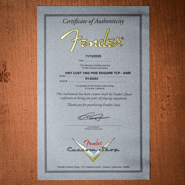 Fender Custom Shop Vintage Custom 1950 Pine Esquire Time Capsule Finish- Aged White Blonde 2025 (R149294)