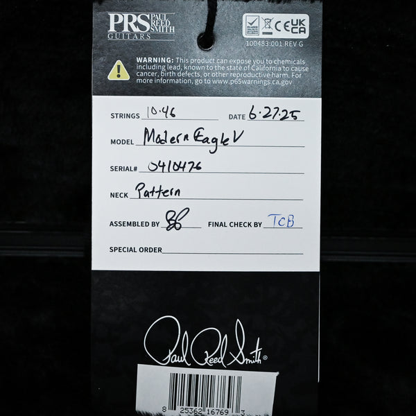 PRS Modern Eagle V Electric Guitar- Charcoal Burst 2025 (0410476)
