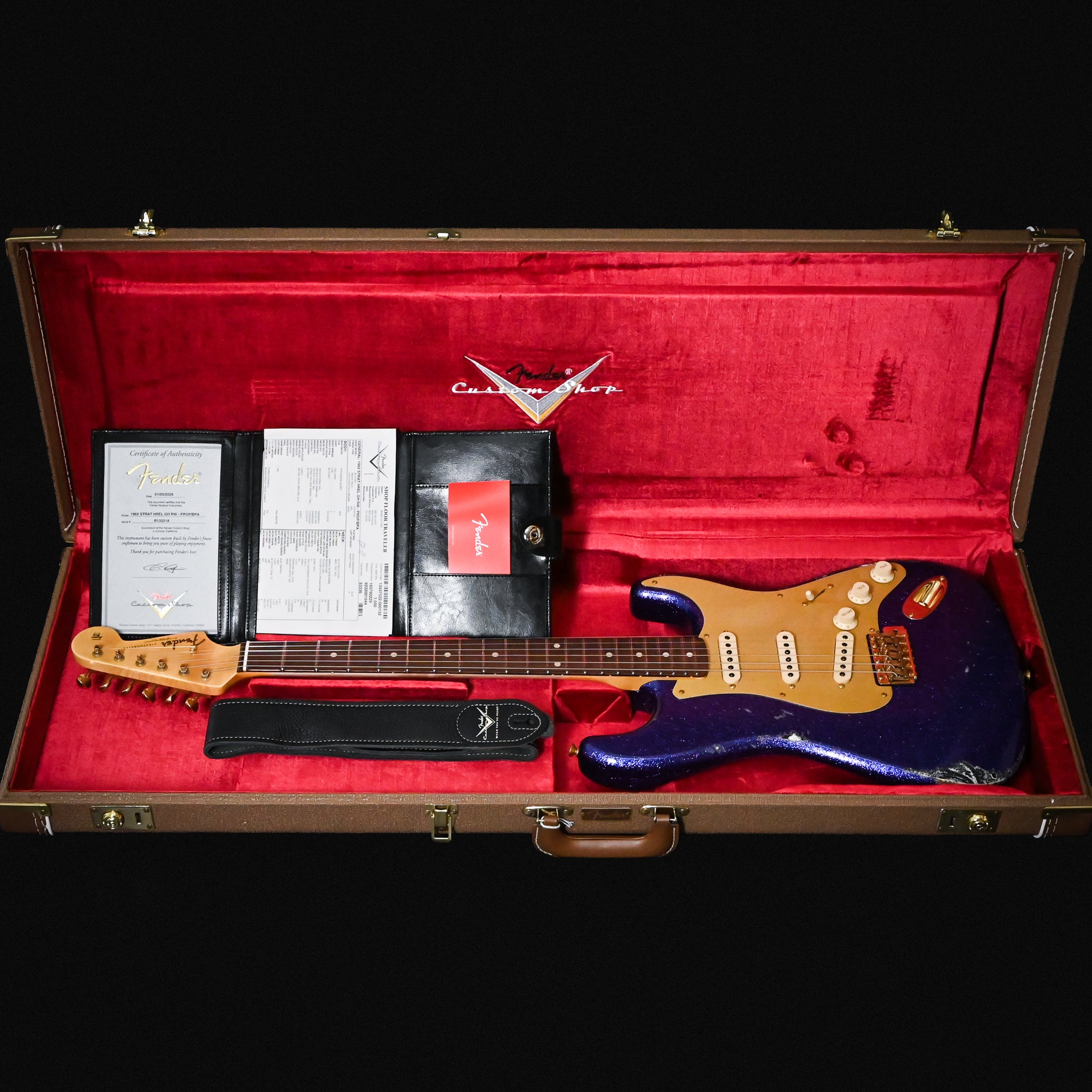Fender Custom Shop 1962 Stratocaster w/ Gold Hardware Heavy Relic- Purple Sparkle / Black Paisley 2026 (R130318)