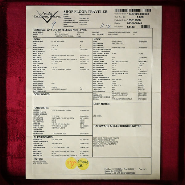 Fender Custom Shop Limited Edition '52 Telecaster NOS- Faded Nocaster Blonde 2025 (R149269)