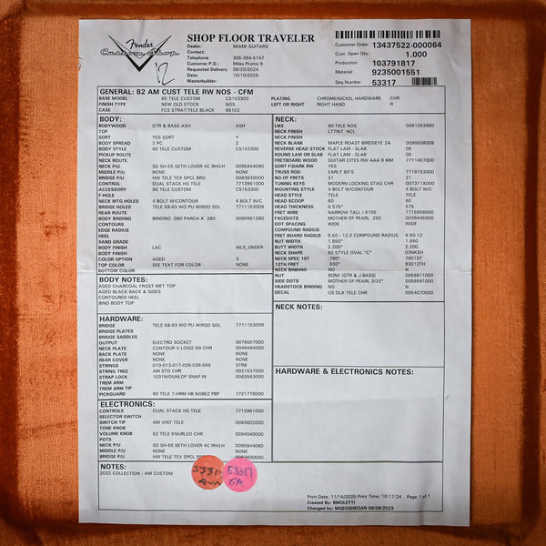 Fender Custom Shop American Custom Telecaster NOS- Aged Charcoal Frost Metallic/ Aged Black Back & Sides 2025 (XN19362)