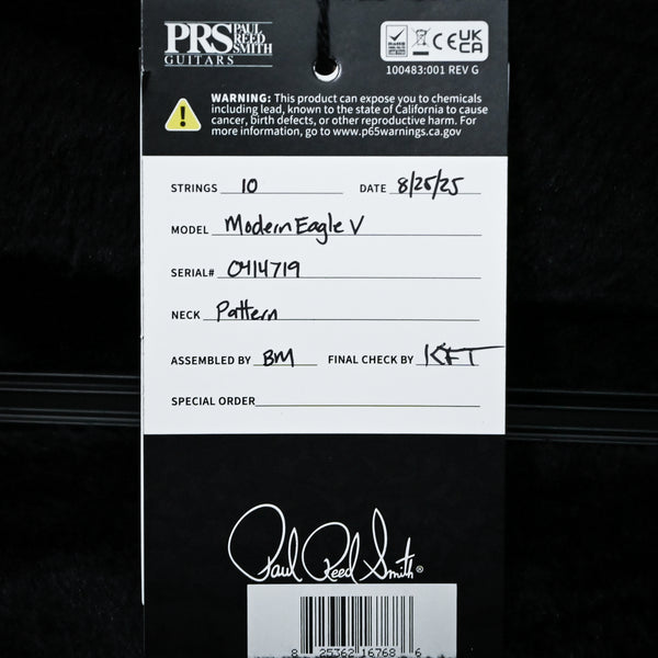 PRS Modern Eagle V Electric Guitar- Charcoal Burst 2025 (0414719)
