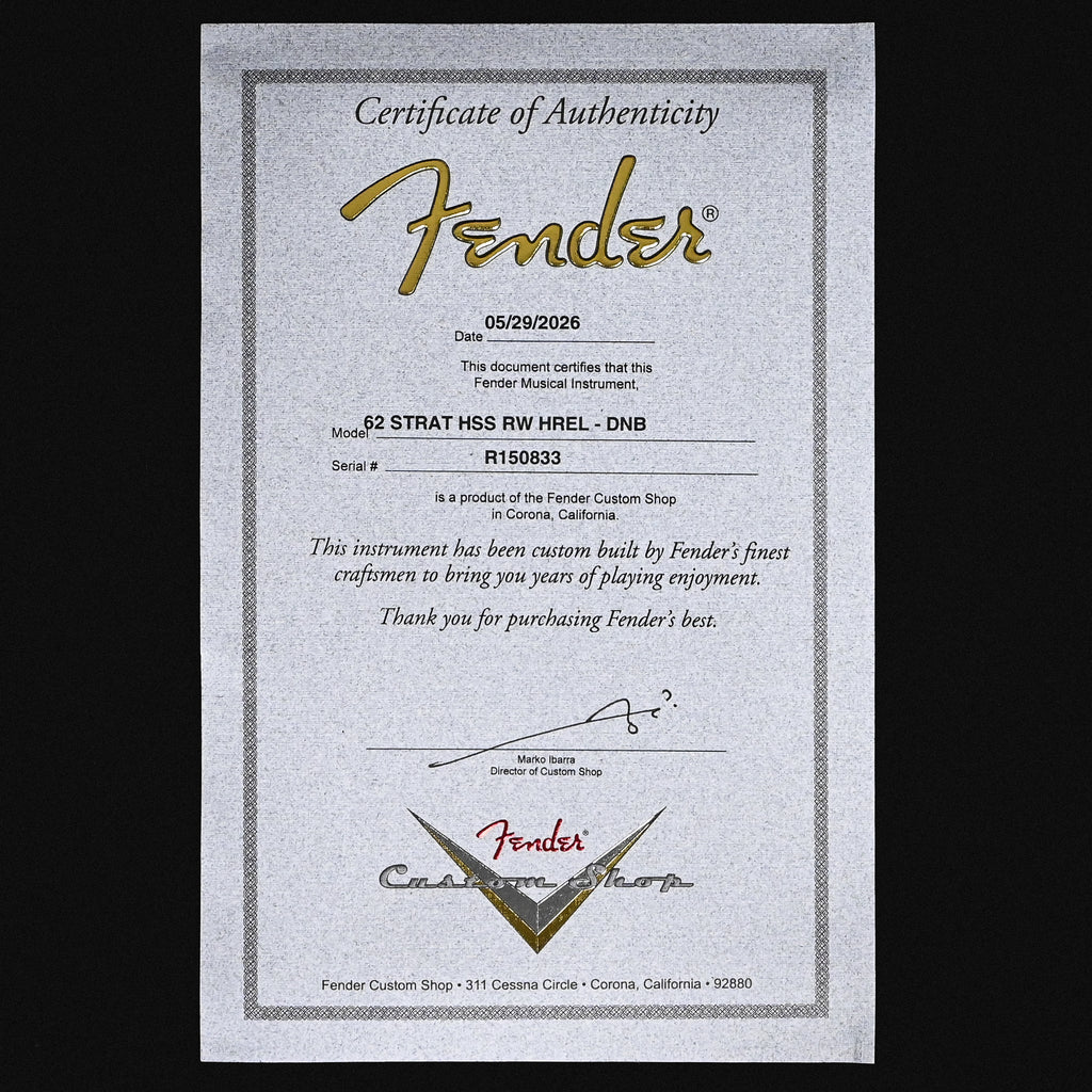 Fender Custom Shop '62 Stratocaster HSS w/ Alder Body, Heavy Relic- Daphne Blue 2026 (R150833)