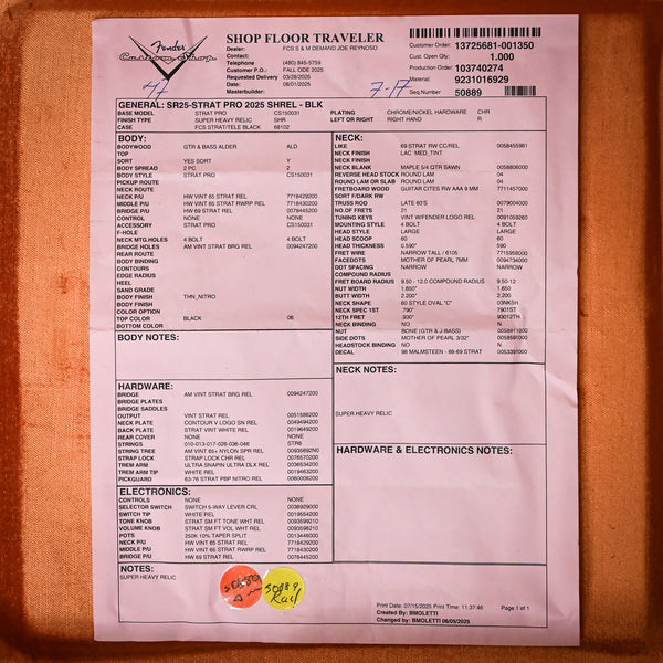 Fender Custom Shop Stratocaster Pro 2025, Super Heavy Relic- Black 2025 (XN18578)