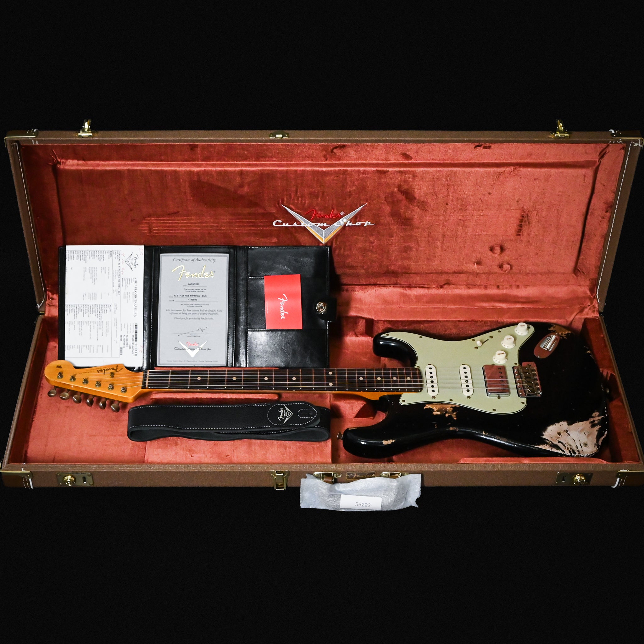 Fender Custom Shop '62 Stratocaster HSS w/ Ash Body, Heavy Relic- Black 2026 (R147699)