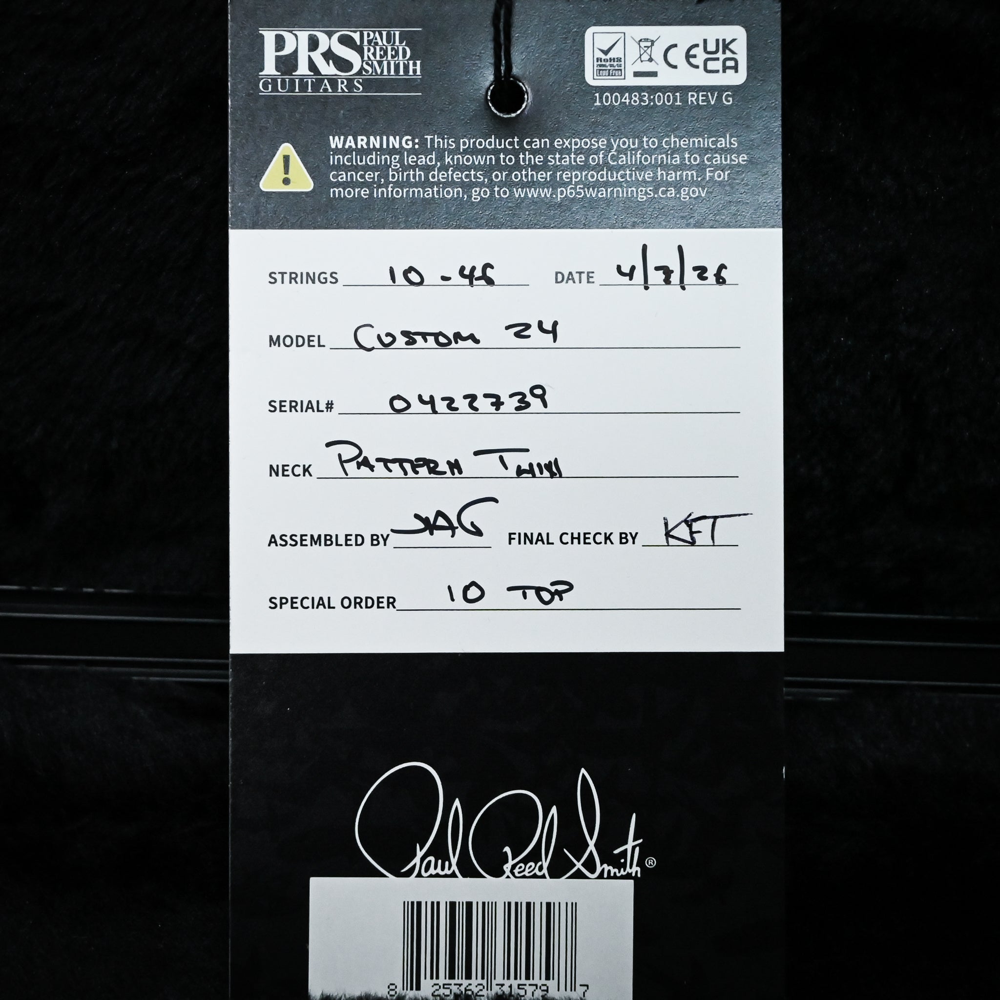 PRS Custom 24 w/ 10-Top & DMO Pickups- Custom Color 2026 (0422739)
