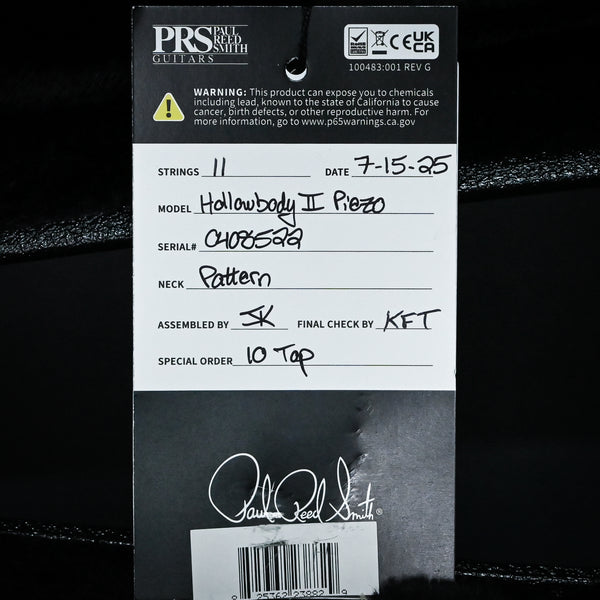 PRS Hollowbody II Piezo w/ 10 Top Electric Guitar- Black Gold 2025 (0408522)