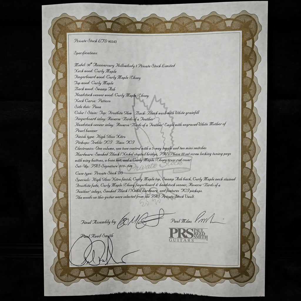 PRS Private Stock 30th Anniversary "Birds of a Feather" Hollowbody I- Frostbite Glow 2026 (#0243)