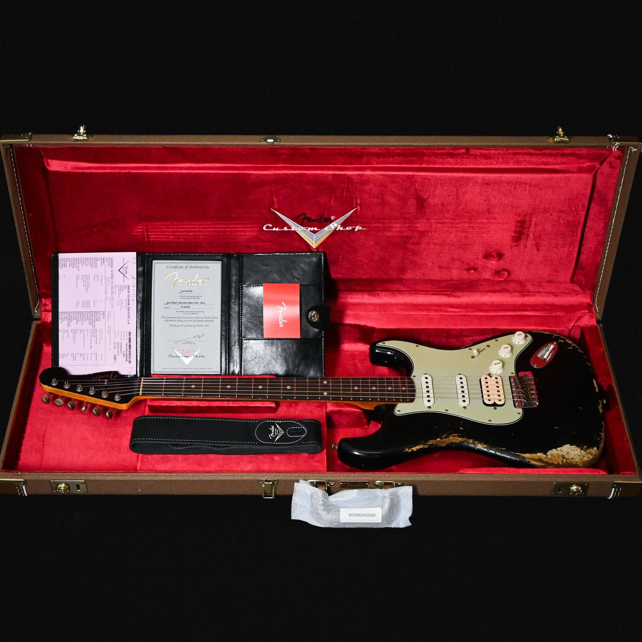 Fender Custom Shop '62 Stratocaster HSS w/ Painted Headcap, Heavy Relic- Black 2026 (R149026)