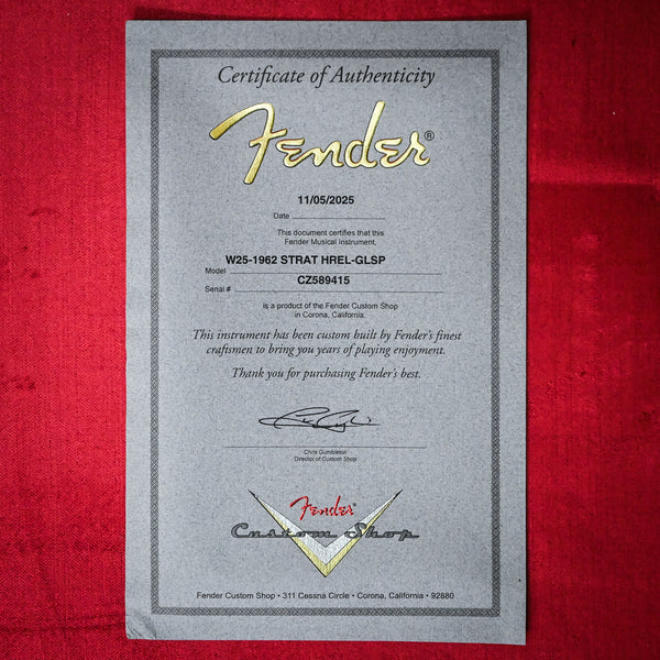 Fender Custom Shop Limited Edition 1962 Stratocaster Heavy Relic- Gold Sparkle 2025 (CZ589416)