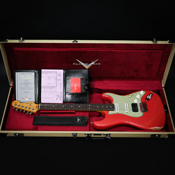 Fender Custom Shop Deluxe Stratocaster w/ Seymour Duncan SH4B Humbucker, Relic/ Closet Classic Hardware- Aged Fiesta Red 2025 (R146818)