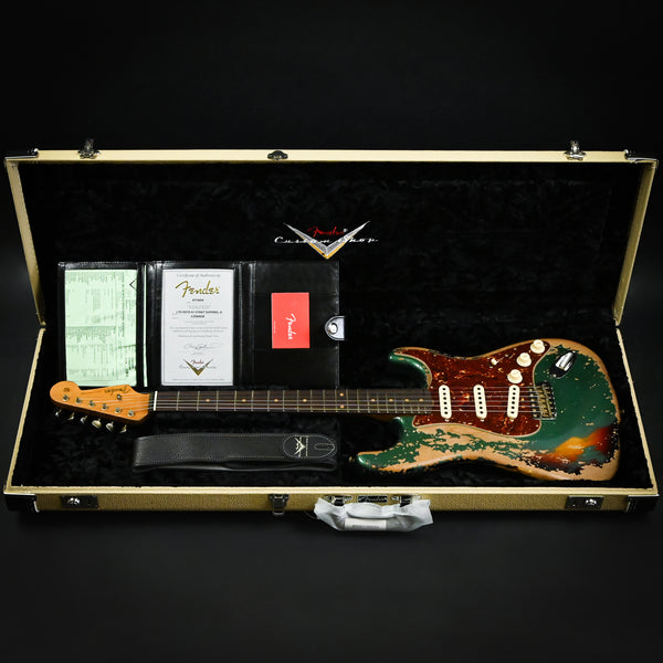 Fender Custom Shop Limited Edition Roasted 1961 Strat Super Heavy Relic- Aged Sherwood Green/ 3-Tone Sunburst (CZ580638)