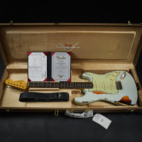 Fender Masterbuilt Todd Krause 1962 Stratocaster Heavy Relic Sonic Blue / Sunburst Brazilian Rosewood 2023 (CZ574619)