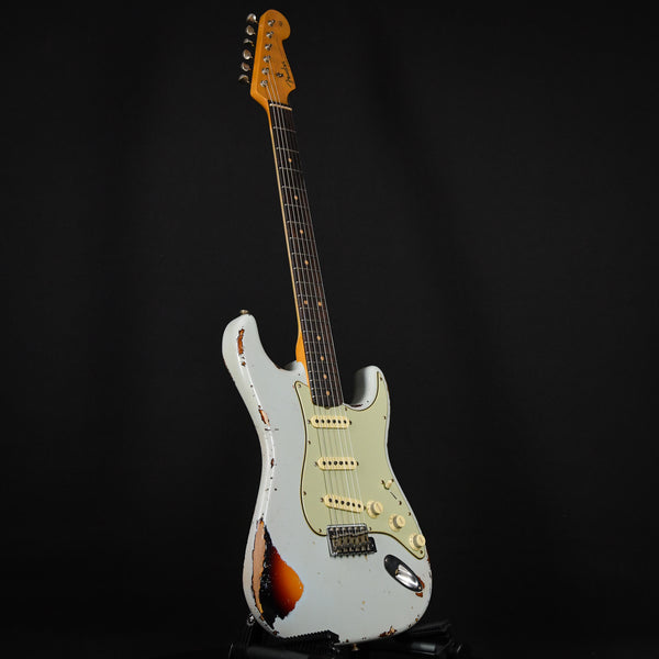 Fender Masterbuilt Todd Krause 1962 Stratocaster Heavy Relic Sonic Blue / Sunburst Brazilian Rosewood 2023 (CZ573048)