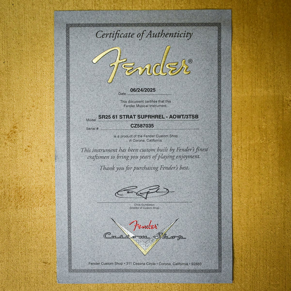 Fender Custom Shop '61 Stratocaster Super Heavy Relic- Aged Olympic White / 3 Tone Sunburst 2025 (CZ587035)