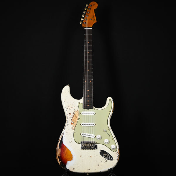 Fender Custom Shop '61 Stratocaster Super Heavy Relic- Aged Olympic White / 3 Tone Sunburst 2025 (CZ587035)