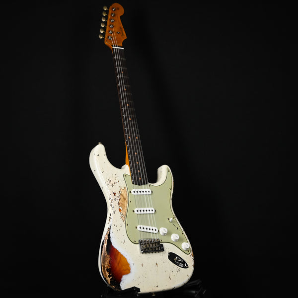 Fender Custom Shop '61 Stratocaster Super Heavy Relic- Aged Olympic White / 3 Tone Sunburst 2025 (CZ587035)