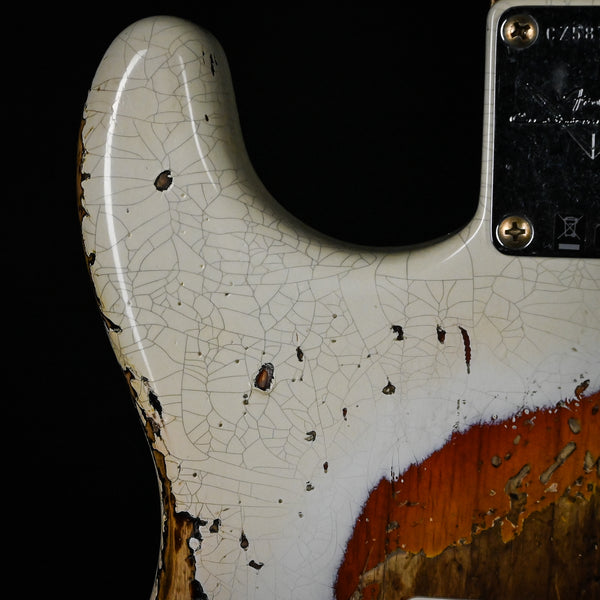 Fender Custom Shop '61 Stratocaster Super Heavy Relic- Aged Olympic White / 3 Tone Sunburst 2025 (CZ587035)