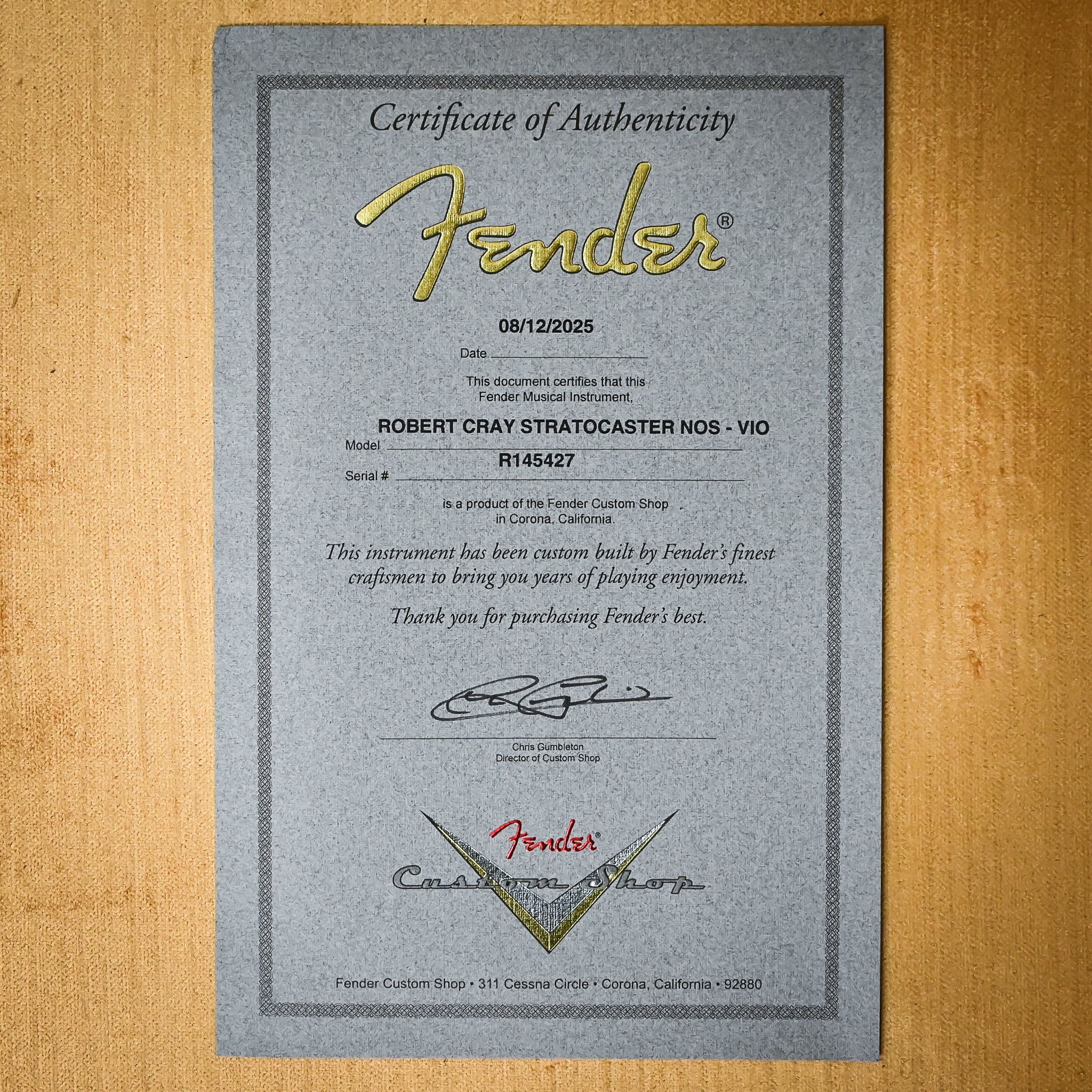 Fender Custom Shop Robert Cray Stratocaster NOS- Violet 2025 (R145427)