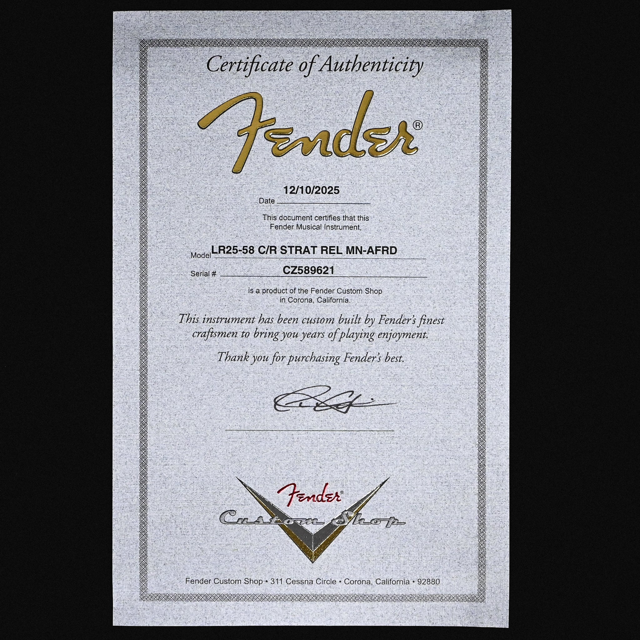 Fender Custom Shop Special Edition 1958 Compound Radius Stratocaster Relic- Aged Fiesta Red (CZ589621)