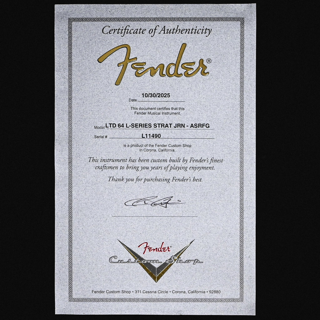 Fender Custom Shop Limited Edition L-Series '64 Stratocaster Journeyman- Aged Surf Green 2025 (L11490)