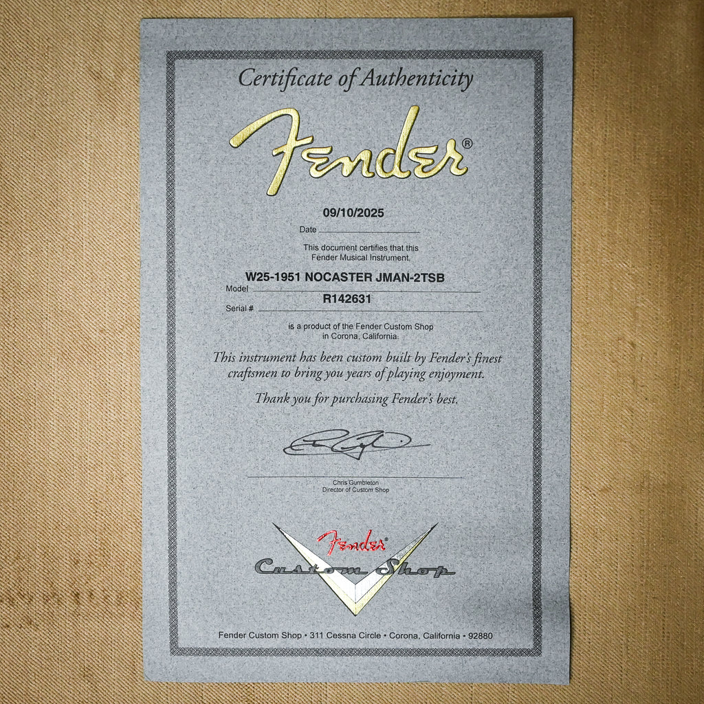 Fender Custom Shop 1951 Nocaster Journeyman- 2 Color Sunburst 2025 (R142631)