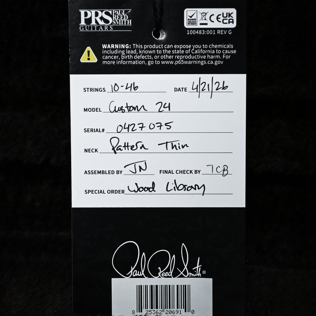 PRS Custom 24 Wood Library w/ 10-Top, Brazilian Rosewood, & 58/15 LT Pickups- Cobalt Smokeburst 2026 (0427075)