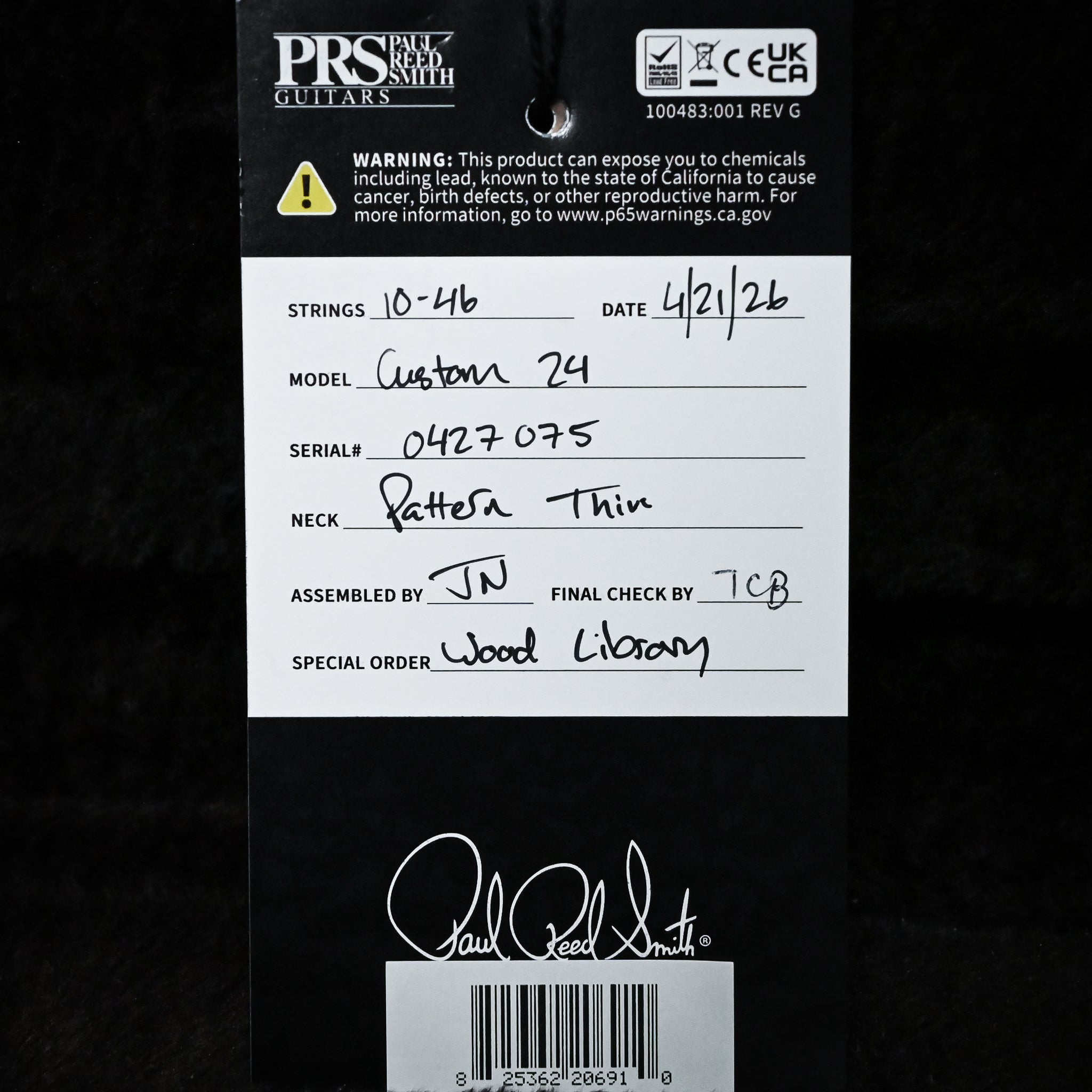 PRS Custom 24 Wood Library w/ 10-Top, Brazilian Rosewood, & 58/15 LT Pickups- Cobalt Smokeburst 2026 (0427075)