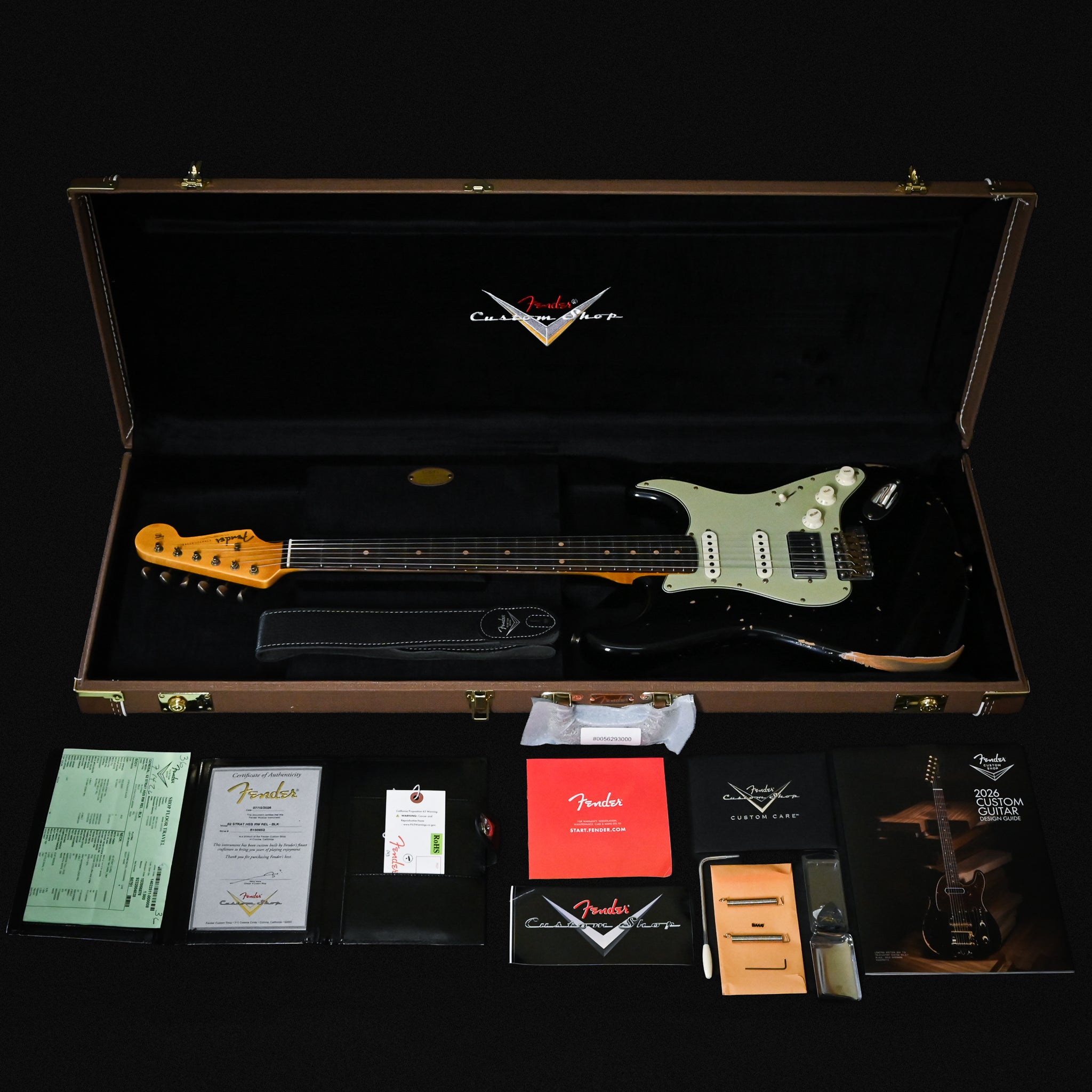 Fender Custom Shop '62 Stratocaster HSS w/ Alder Body, Relic- Black 2026 (R150853)