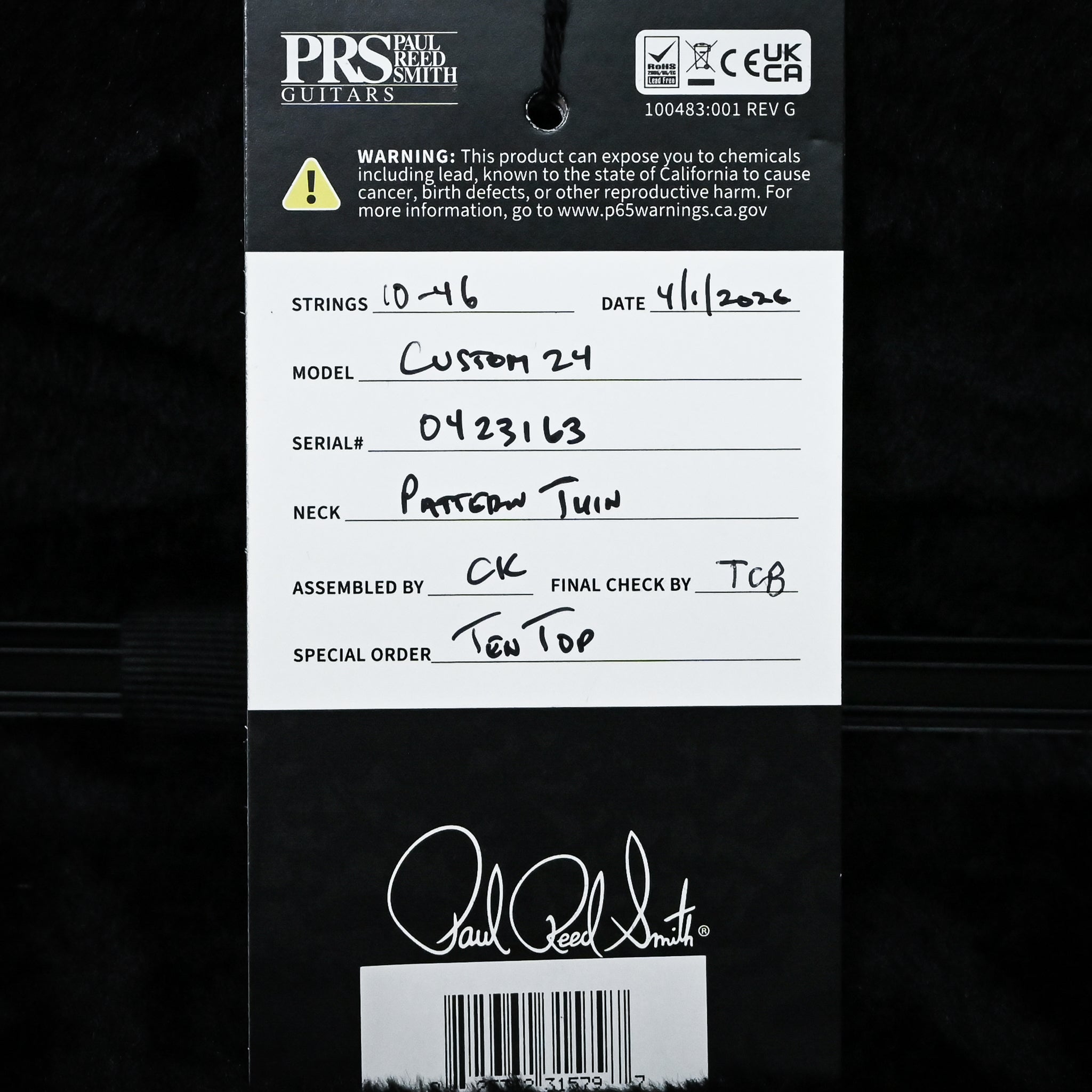 PRS Custom 24 w/ 10-Top & DMO Pickups- Custom Color 2026 (0423163)