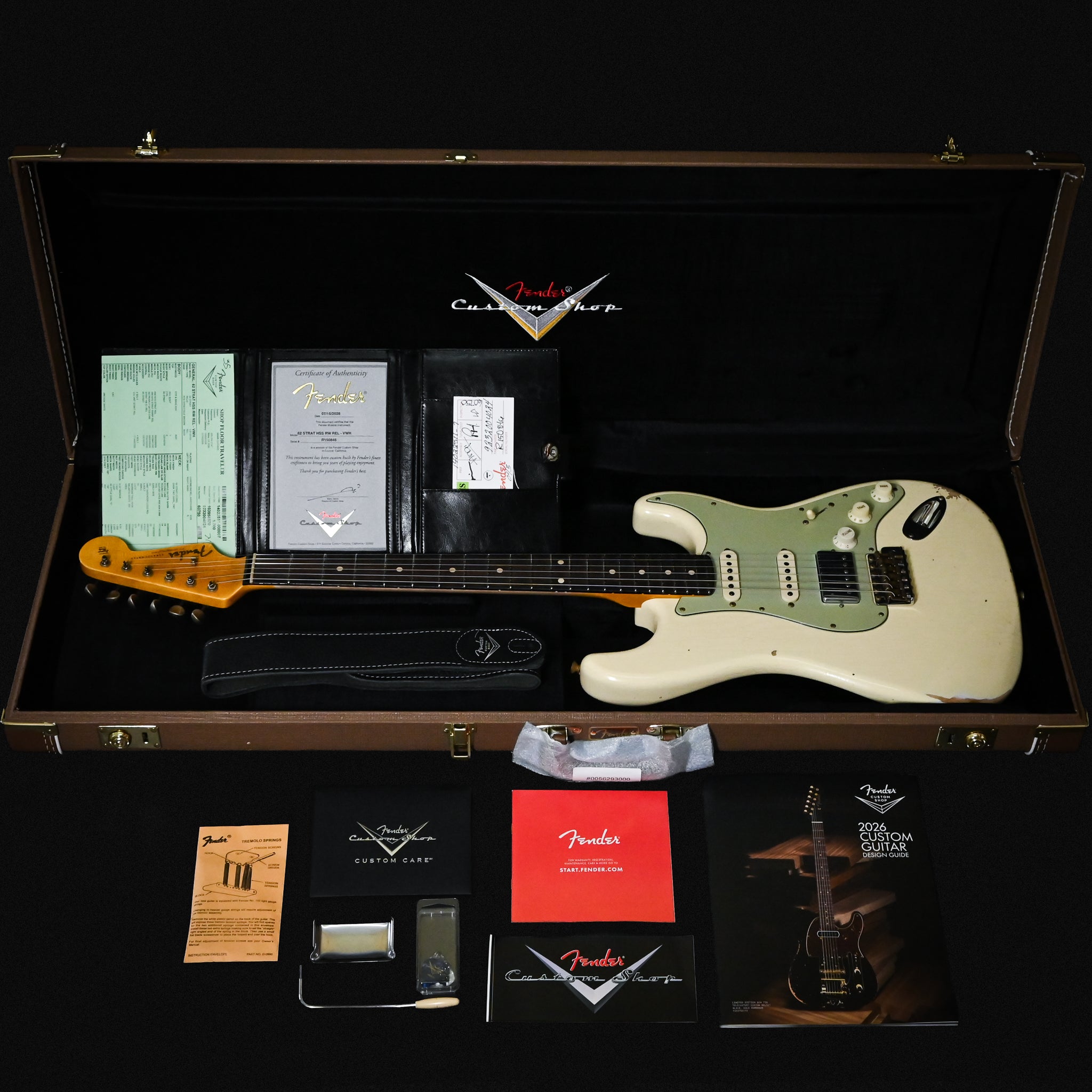 Fender Custom Shop '62 Stratocaster HSS w/ Ash Body, Relic- Vintage White 2026 (R150846)