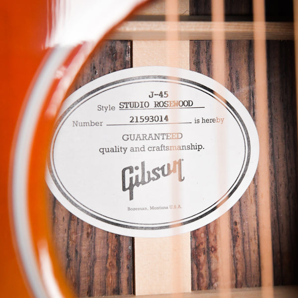 Gibson Acoustic J45 / J-45 Studio Rosewood Guitar Rosewood Burst 2023 (21593014)